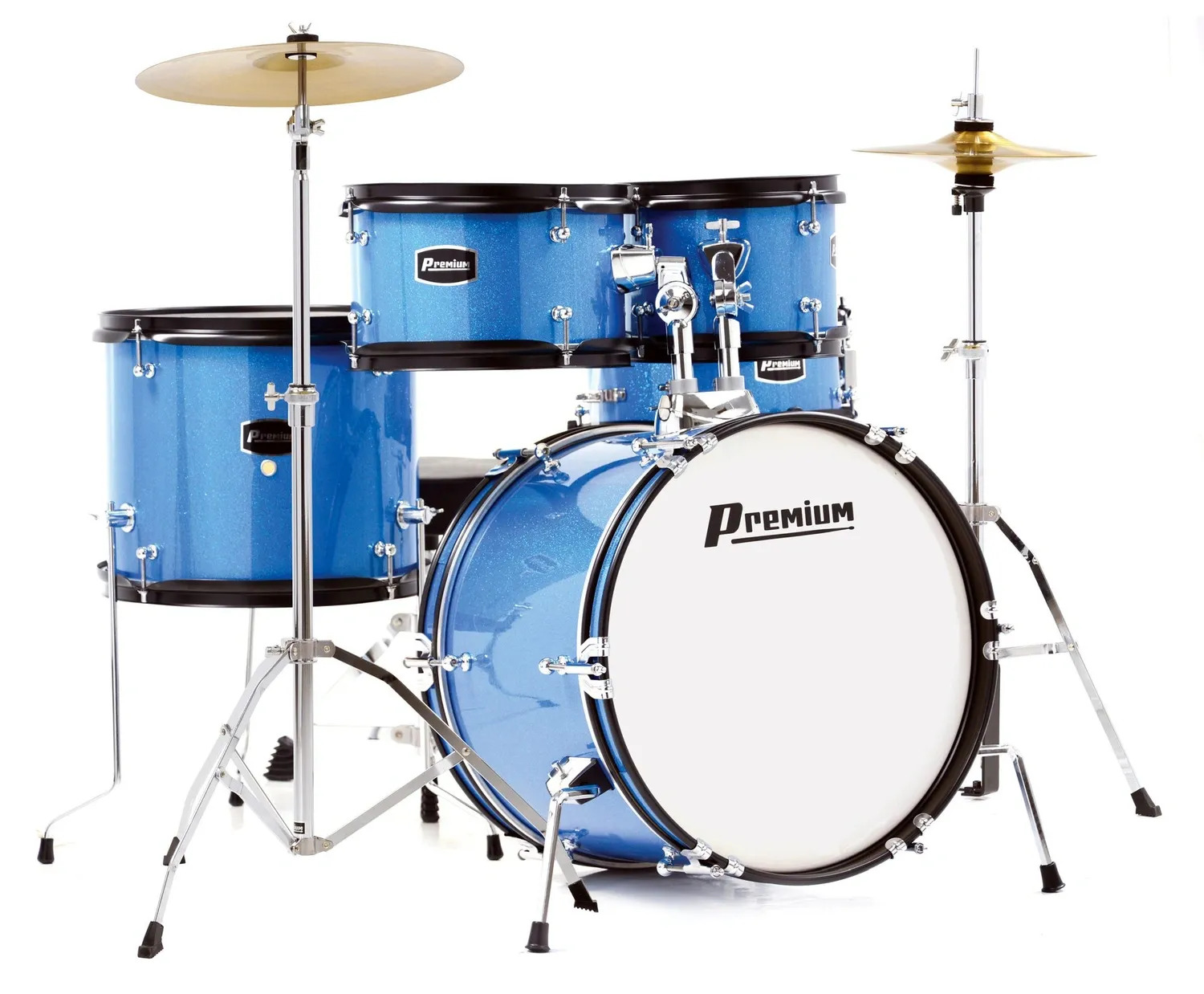 Bateria Infantil Premium Azul DX45JBL Completa com pratos, ferragens e padrão semiprofissional