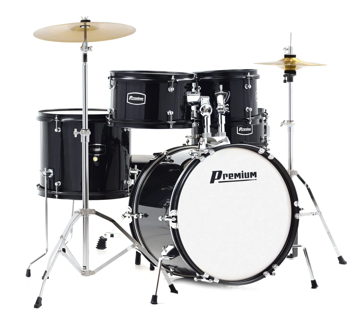 Bateria Infantil Premium Black DX45JBK Completa com pratos, ferragens e padrão semiprofissional