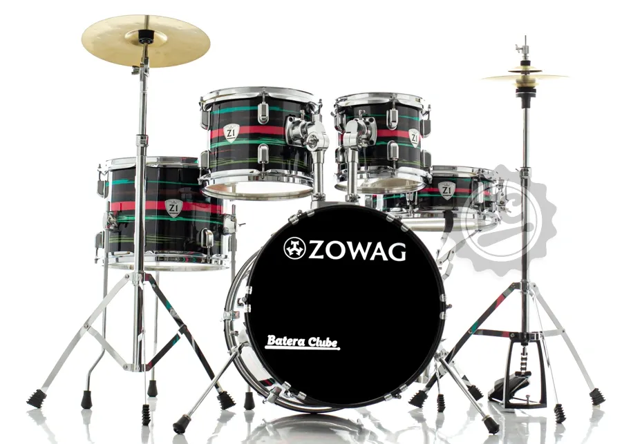 Bateria Infantil Zowag Z1 Black Funny BF3 completa com pratos, ferragens e padrão semiprofissional