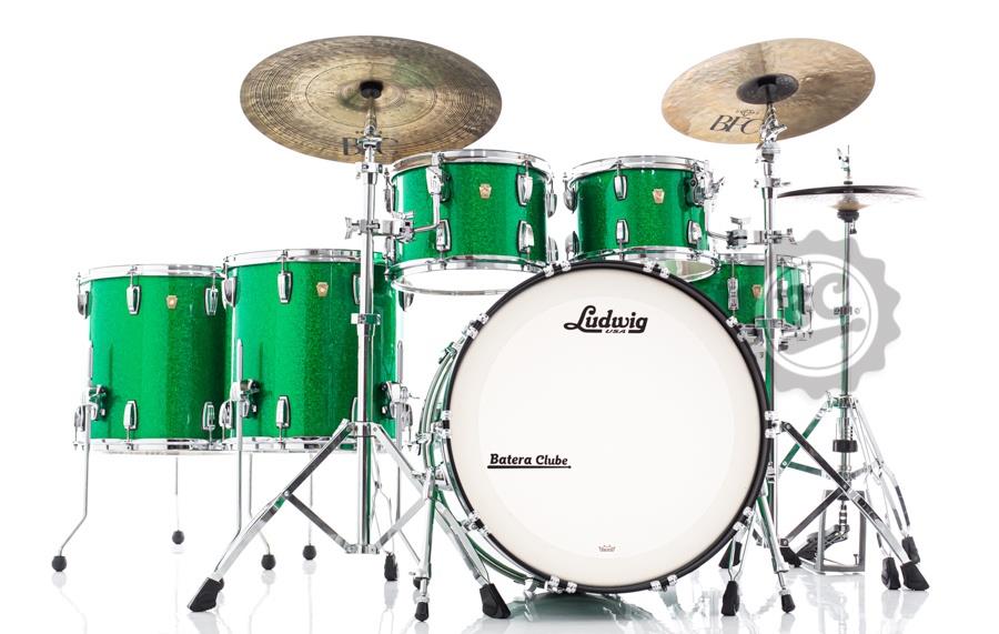 Bateria Ludwig Classic Maple Green Sparkle Bumbo 24",12",13",16",18" (Shell Pack) Made in USA