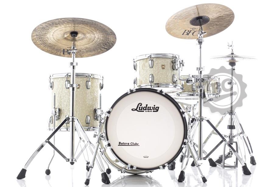 Bateria Ludwig Classic Maple Jazzette Vintage White Marine Jazz com bumbo 18", Tom 12", Surdo 14" (Shell Pack)