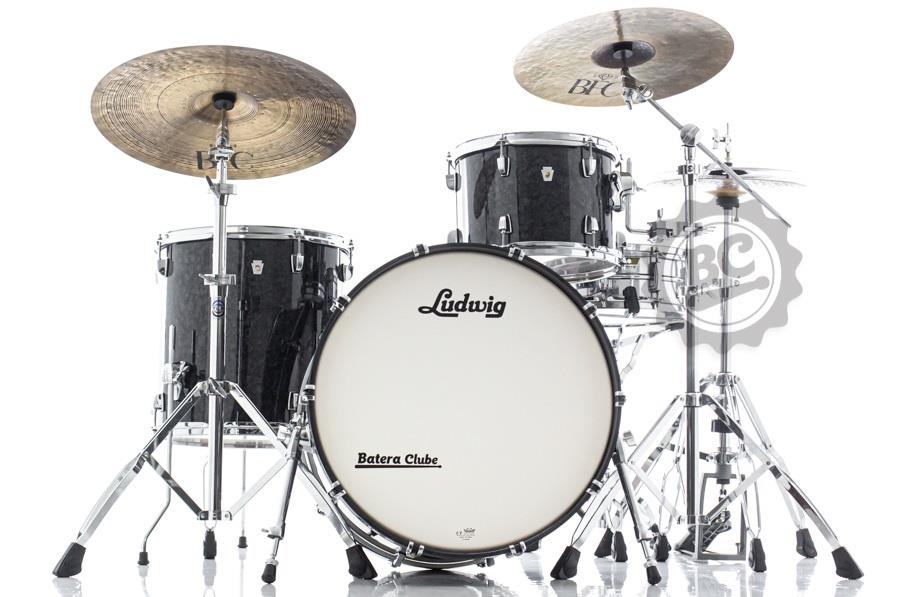 Bateria Ludwig NeuSonic Made in USA Ebony Pearl 22",13",16" (Shell Pack) Maple Cherry Shells
