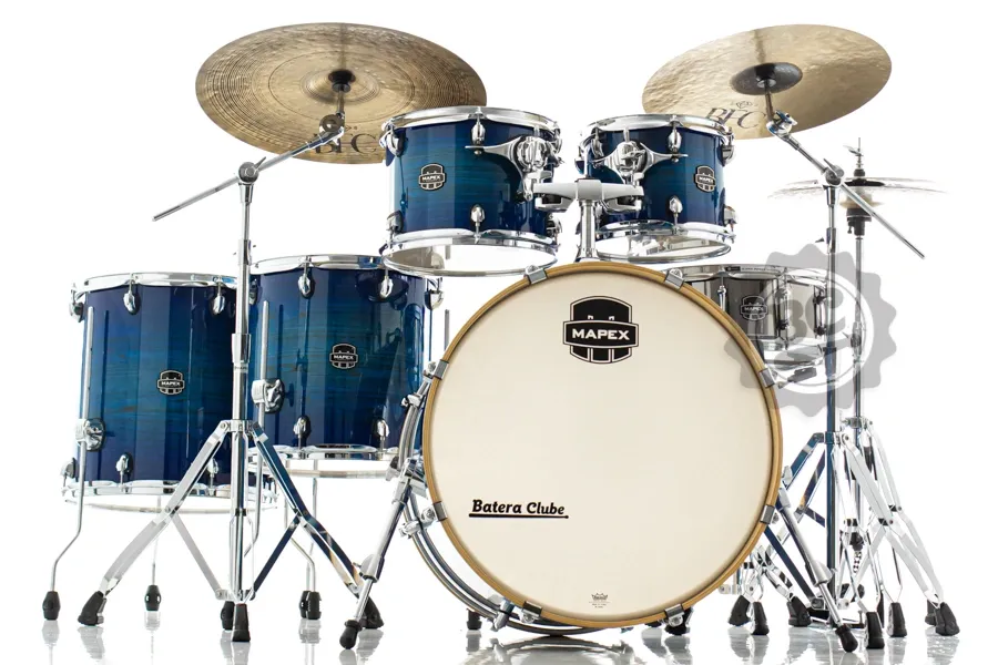 Bateria Mapex Armory Maple Birch Blue Wave Burst 22",10",12",14",16" com Ferragens AR628SV