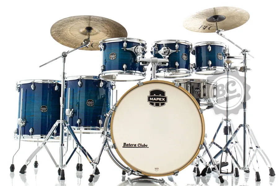 Bateria Mapex Armory Maple Birch Blue Wave Burst 22",8",10",12",14",16" com Ferragens AR628SV