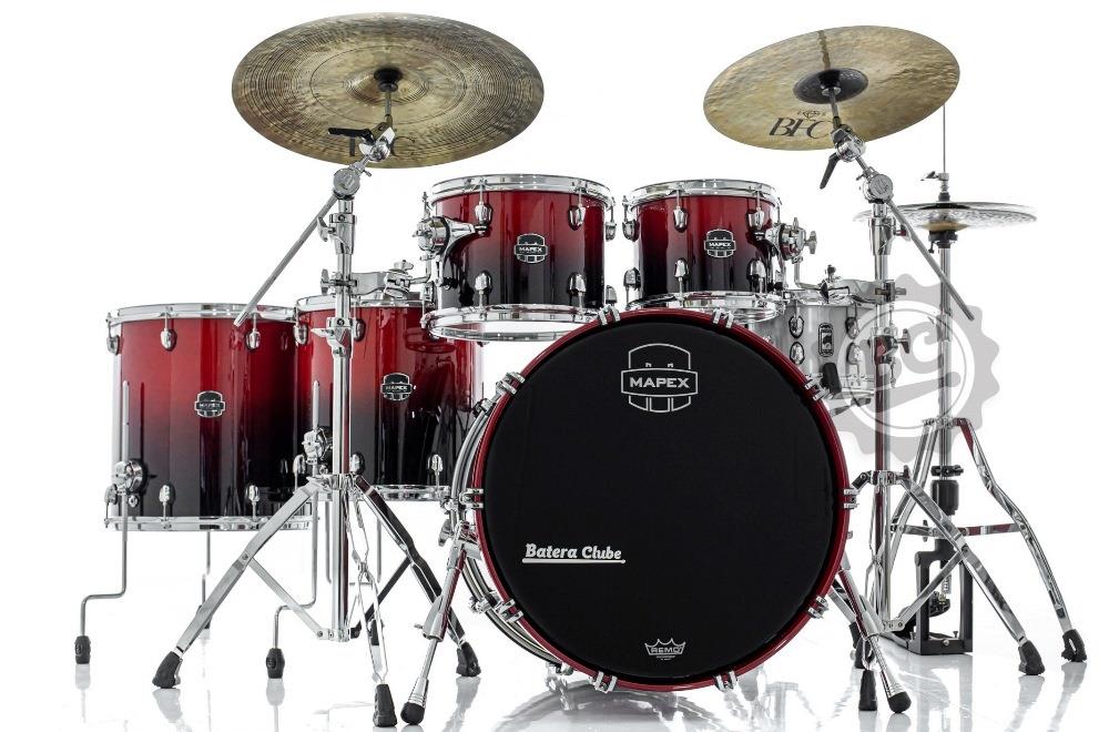 Bateria Mapex Saturn Maple Walnut Hybrid Shell Scarlet Fade 22",10",12",14",16" (Shell Pack)