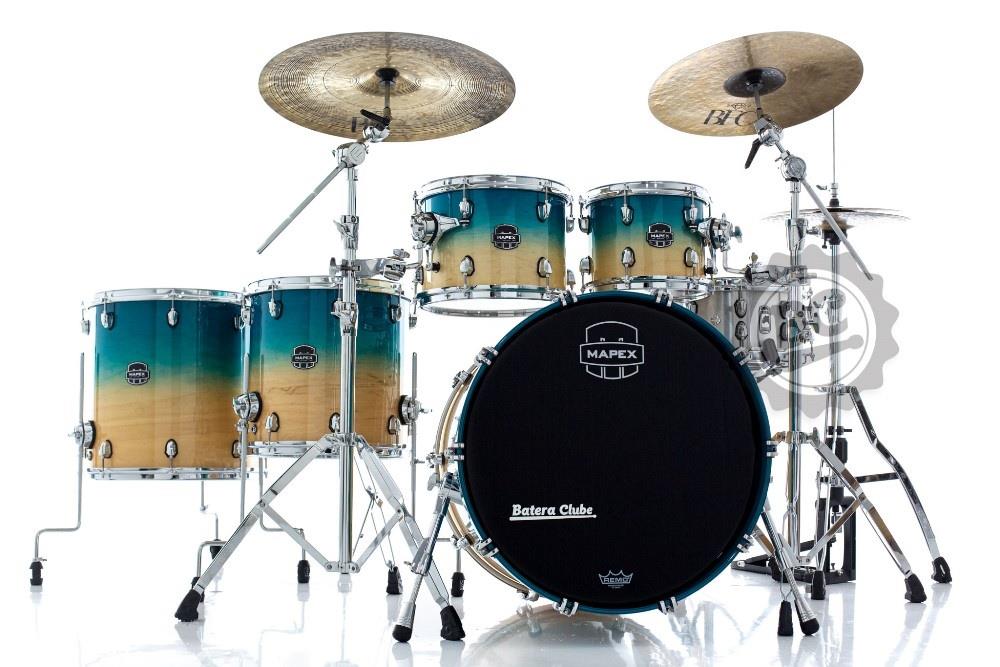 Bateria Mapex Saturn Maple Walnut Hybrid Shell Teal Blue Fade 22",10",12",14",16" (Shell Pack)