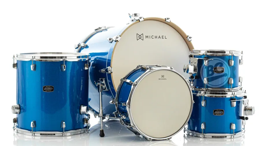 Bateria Michael Journey Sparkling Blue SBL Maple Birch 22",10",12",16", caixa 14x6.5" (Shell Pack)