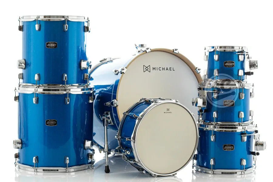 Bateria Michael Journey Sparkling Blue SBL Maple Birch 22",8",10",12",14",16" e Caixa (Shell Pack)