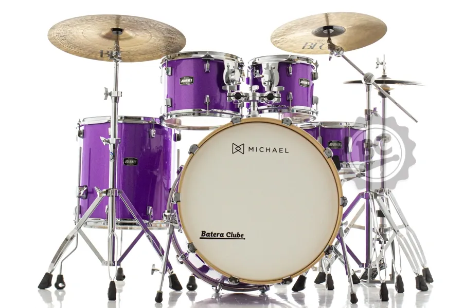 Bateria Michael Journey Sparkling Purple SPU Maple Birch 22",10",12",16" e Kit de Ferragens