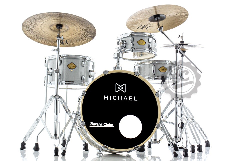 Bateria Michael Legacy Slim Compacta Sparkle Silver 20x8", tom 10", surdo 13" e caixa (Shell Pack)