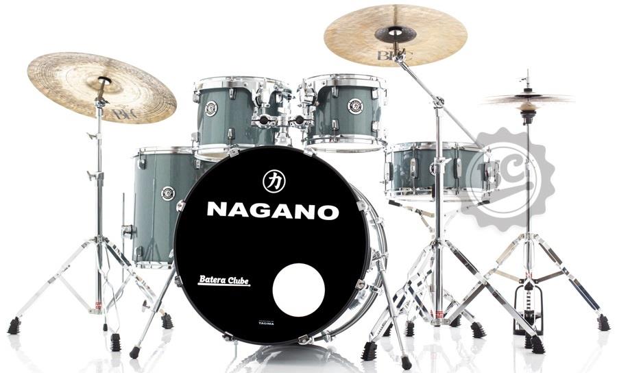 Bateria Nagano Garage Fusion Grafite 20",10",12",14" com Banco e Peles Duplas