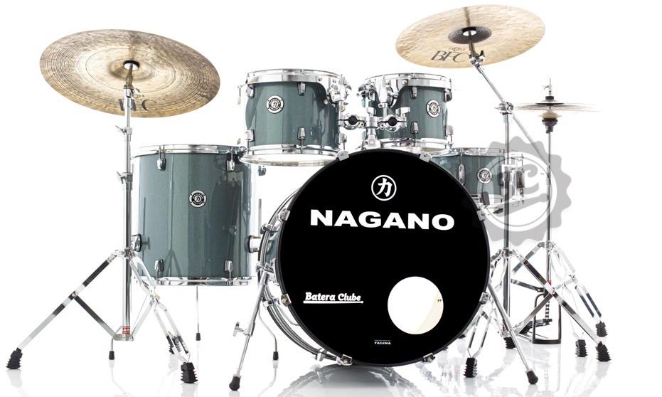 Bateria Nagano Garage Rock Grafite 22",10",12",16" com Banco e Peles Duplas