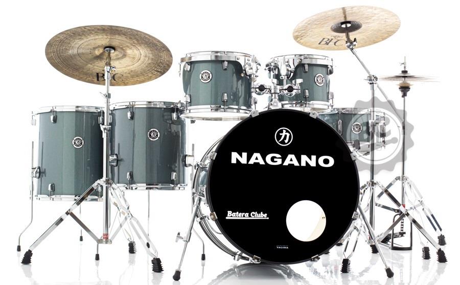 Bateria Nagano Garage Rock Plus Grafite 22",10",12",14",16" com Banco e Peles Duplas