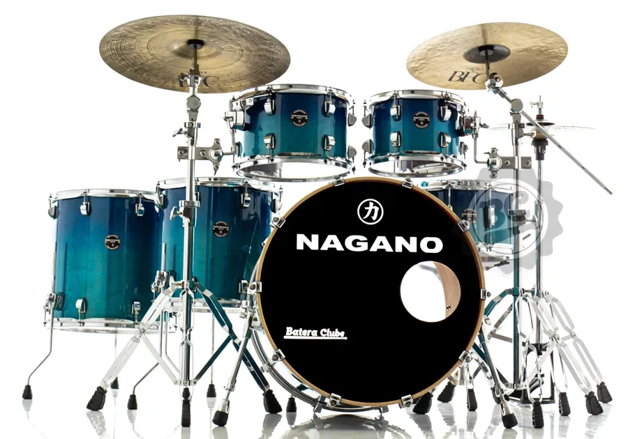 Bateria Nagano Performance Classic Full Cobalt Blue 22",10",12",14",16" com ferragens e banco