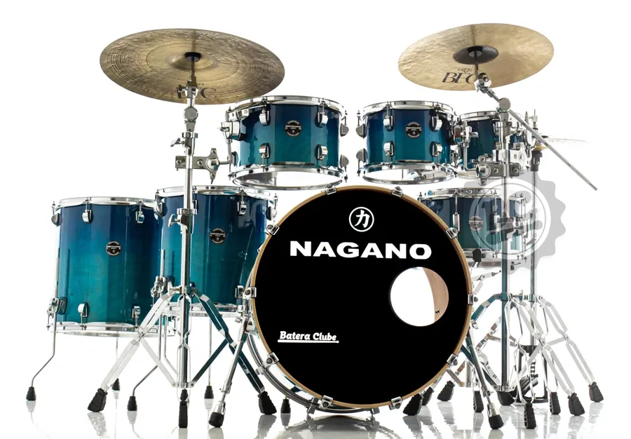 Bateria Nagano Performance Classic Full Cobalt Blue 22",8",10",12",14",16" com ferragens e banco