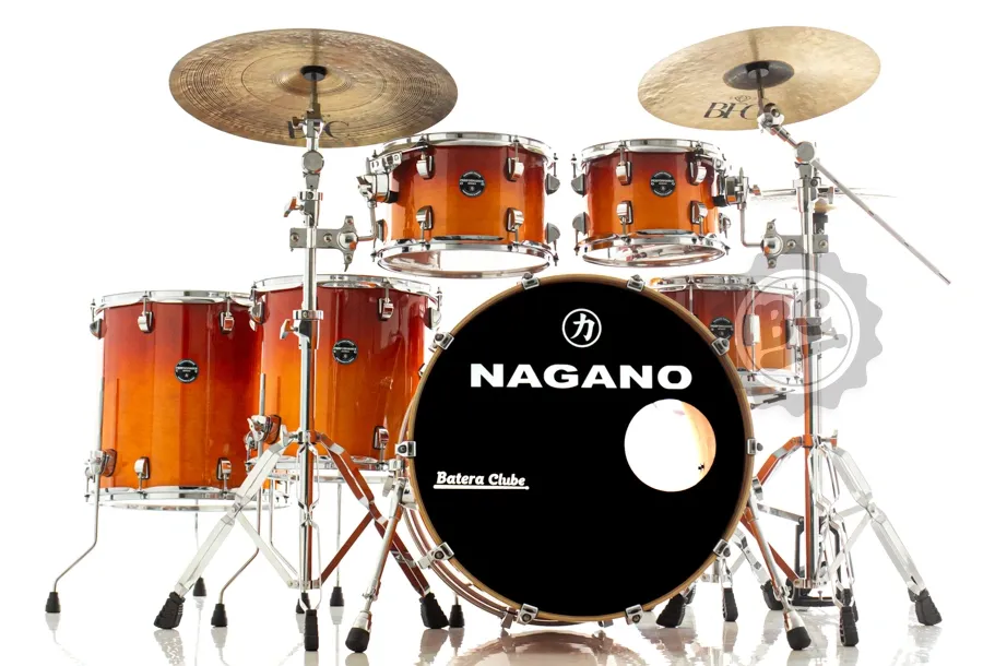 Bateria Nagano Performance Classic Full Vivid Orange 22",10",12",14",16" com ferragens e banco
