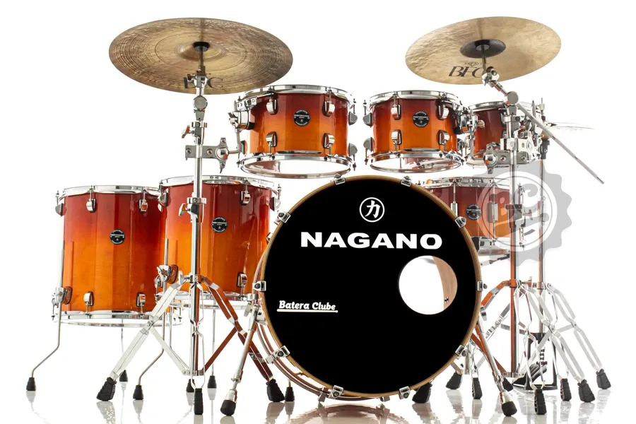 Bateria Nagano Performance Classic Full Vivid Orange 22",8",10",12",14",16" com ferragens e banco