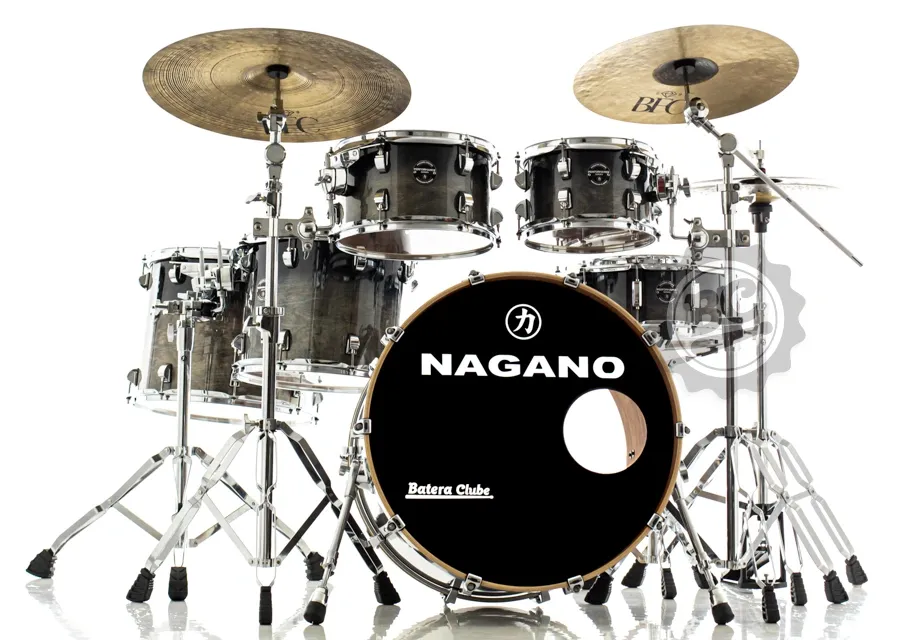Bateria Nagano Performance Studio Drive Black Mist 22",10",12",14",16" com ferragens e banco