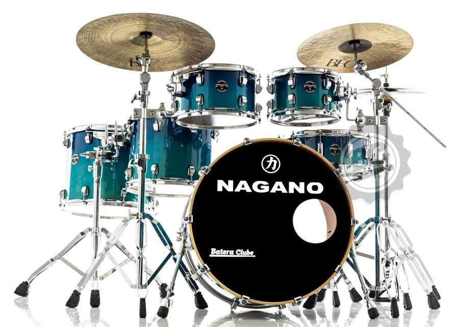 Bateria Nagano Performance Studio Drive Cobalt Blue 22",10",12",14",16" com ferragens e banco