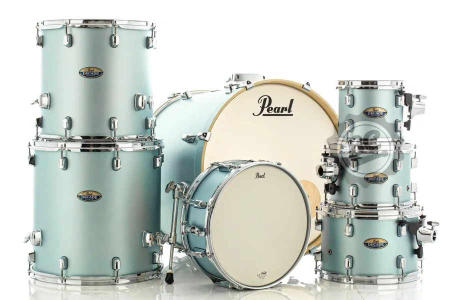 Bateria Pearl Decade Maple Blue Mirage 22",8",10",12",14",16" e Caixa 14x5.5" (Shell Pack)