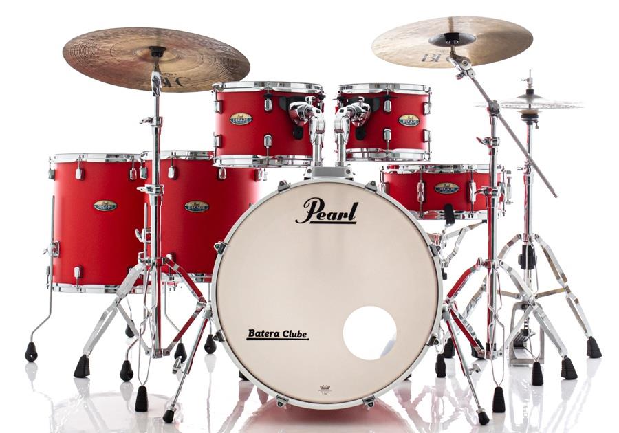 Bateria Pearl Decade Maple Matte Racing Red 20",10",12",14",16", caixa e Kit Ferragens HWP-830