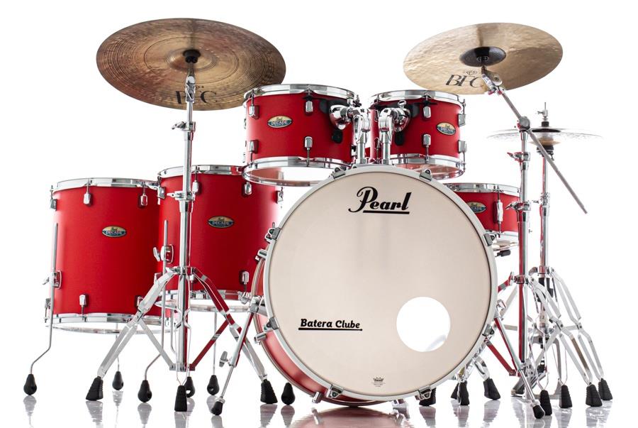 Bateria Pearl Decade Maple Matte Racing Red 22",10",12",14",16", caixa e Kit Ferragens HWP-830