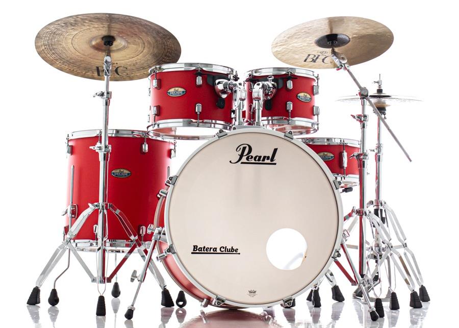 Bateria Pearl Decade Maple Matte Racing Red 22",10",12",16", caixa e Kit Ferragens HWP-830