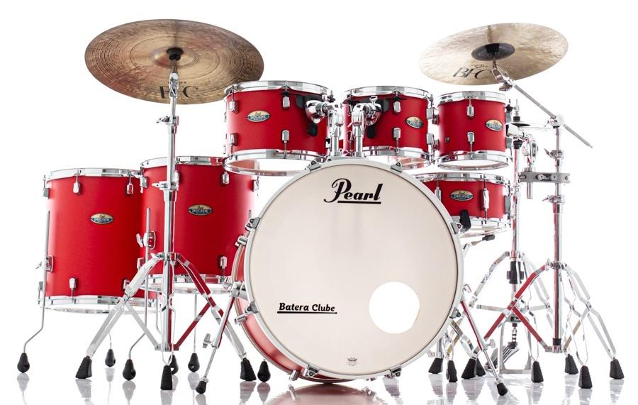 Bateria Pearl Decade Maple Matte Racing Red 22",8",10",12",14",16", caixa e Kit Ferragens HWP-830