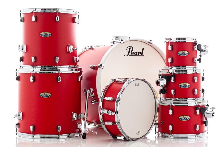Bateria Pearl Decade Maple Matte Racing Red 20",8",10",12",14",16" e Caixa 14x5.5" (Shell Pack)