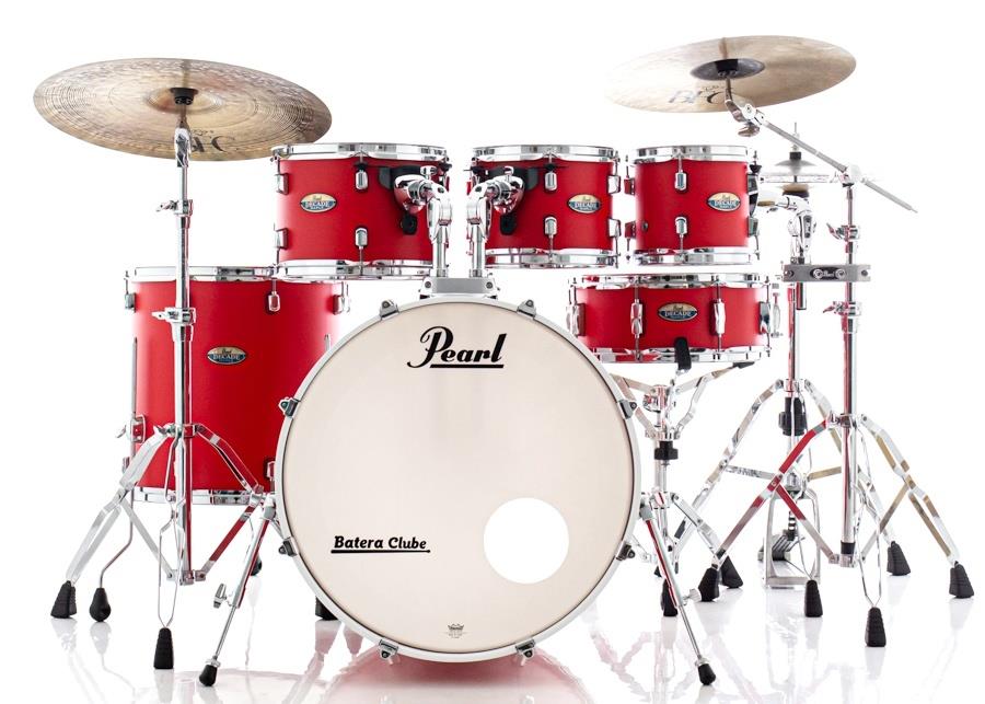 Bateria Pearl Decade Maple Matte Racing Red 20",8",10",12",14", caixa e Kit Ferragens HWP-830