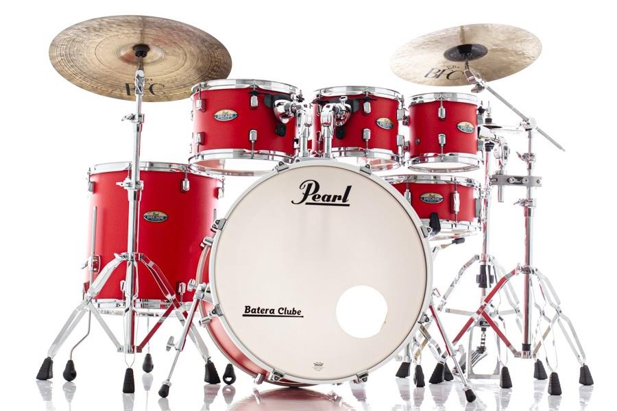 Bateria Pearl Decade Maple Matte Racing Red 22",8",10",12",16", caixa e Kit Ferragens HWP-830