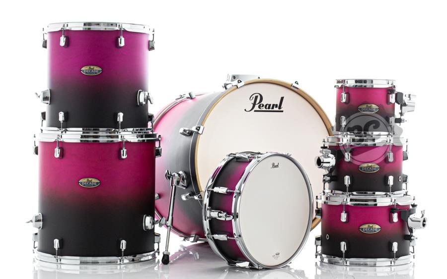 Bateria Pearl Decade Maple Raspberry Sunset 20",8",10",12",14",16" e Caixa 14x5.5" (Shell Pack)