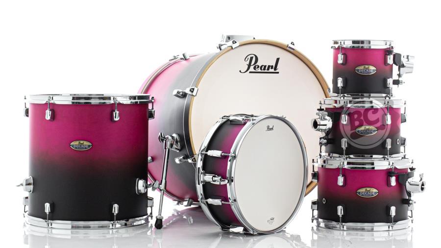 Bateria Pearl Decade Maple Raspberry Sunset 20",8",10",12",14" e Caixa 14x5.5" (Shell Pack)