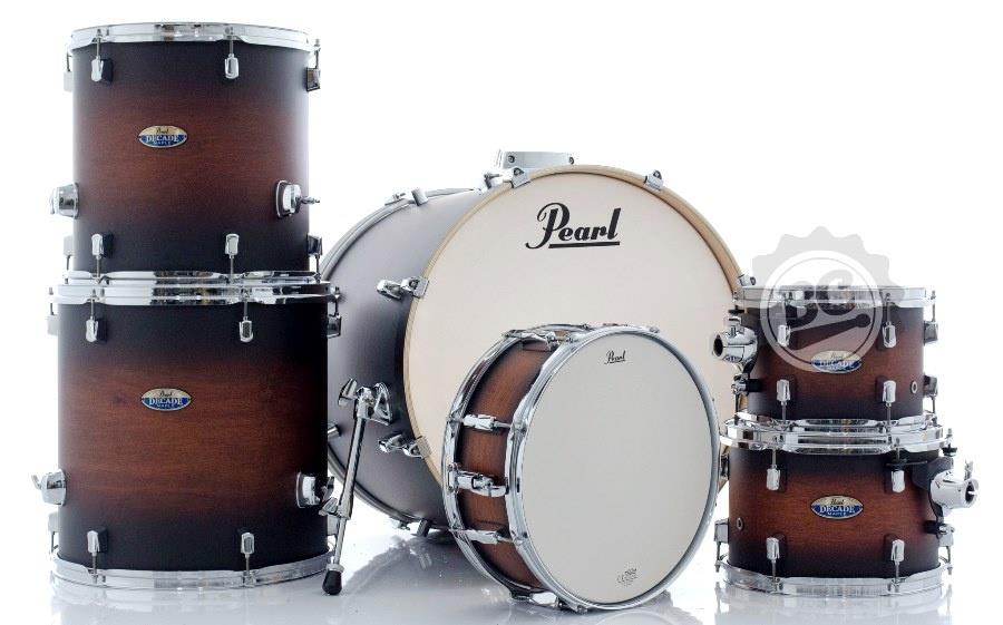 Bateria Pearl Decade Maple Satin Brown Burst 22",10",12",14",16" e Caixa 14x5.5" (Shell Pack)