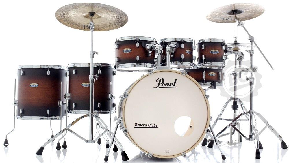 Bateria Pearl Decade Maple Satin Brown Burst 22",8",10",12",14",16" com Kit de Ferragens 830
