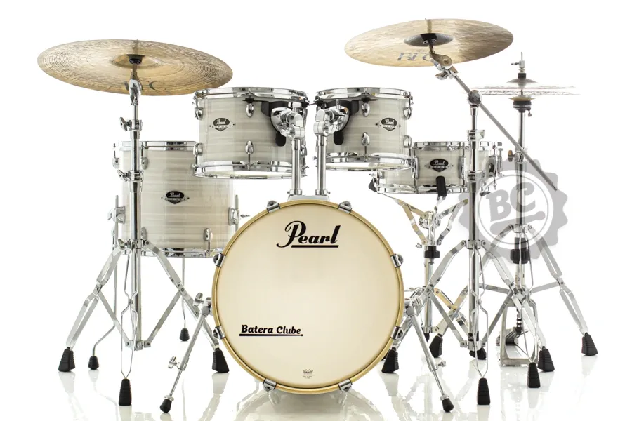 Bateria Pearl Export EXX Jazz Slipstream White com Bumbo 18",10",12",14", caixa e Kit de Ferragens 830