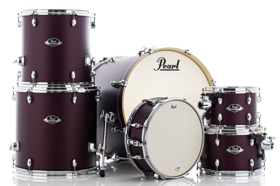 Bateria Pearl Export EXX Series Satin Scarlet 20",10",12",14",16" (Shell Pack) com Caixa 14x5,5"