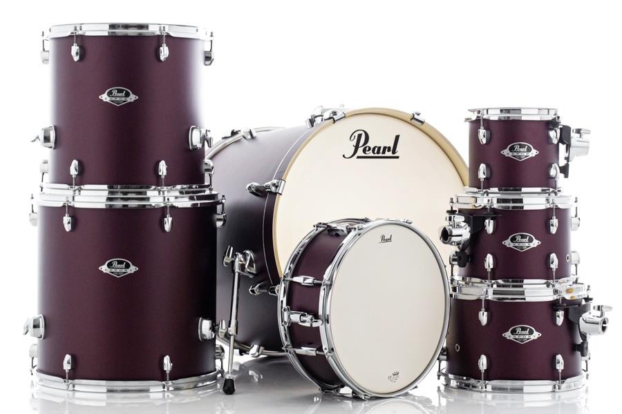 Bateria Pearl Export EXX Series Satin Scarlet 20",8",10",12",14",16" (Shell Pack) com Caixa 14x5,5"