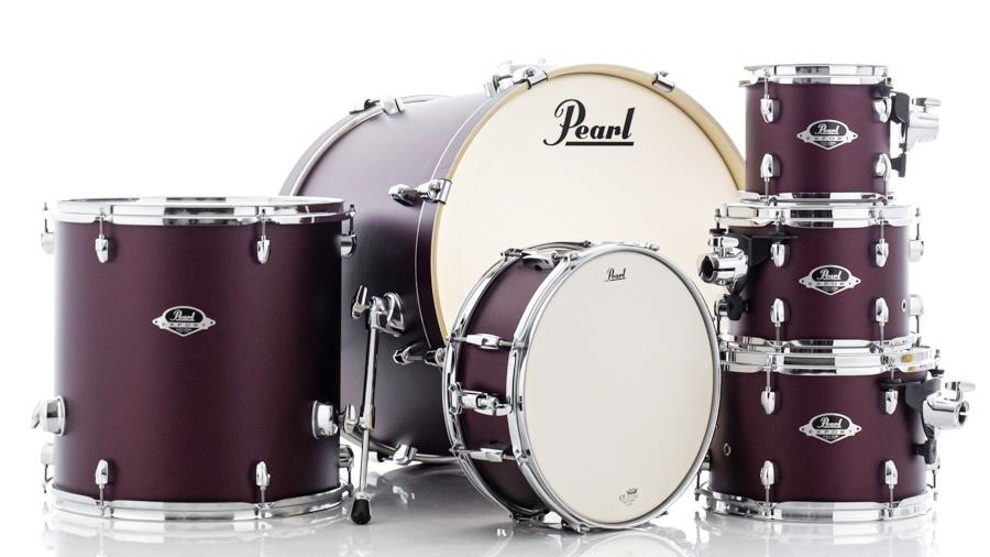 Bateria Pearl Export EXX Series Satin Scarlet 20",8",10",12",14" (Shell Pack) com Caixa 14x5,5"