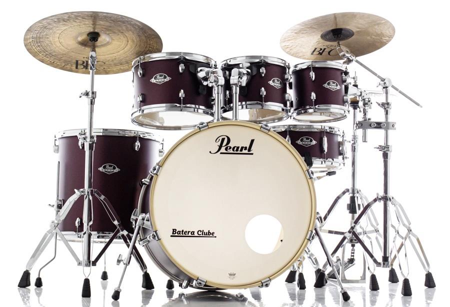 Bateria Pearl Export EXX Series Satin Scarlet 22",8",10",12",16", caixa e Kit Ferragens HWP-830