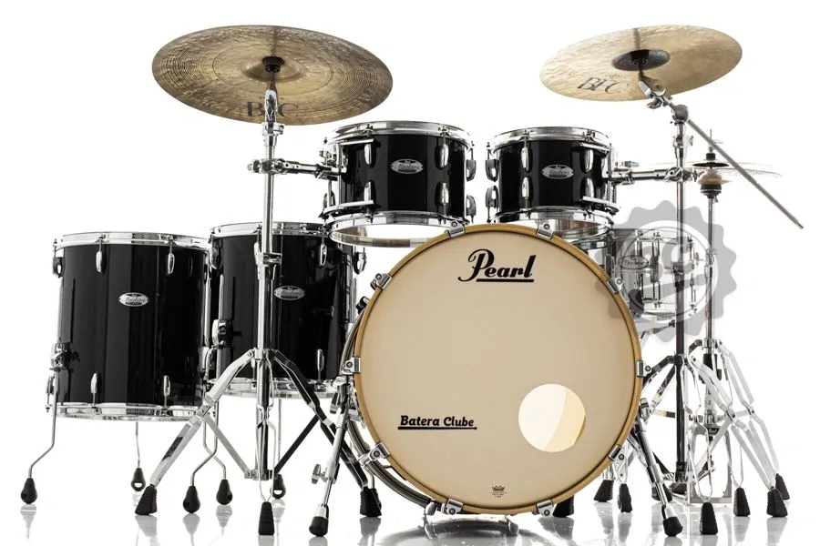 Bateria Pearl Masters Complete Maple MCTN Piano Black 22",10",12",14",16" Optimount Reference (Shell Pack)
