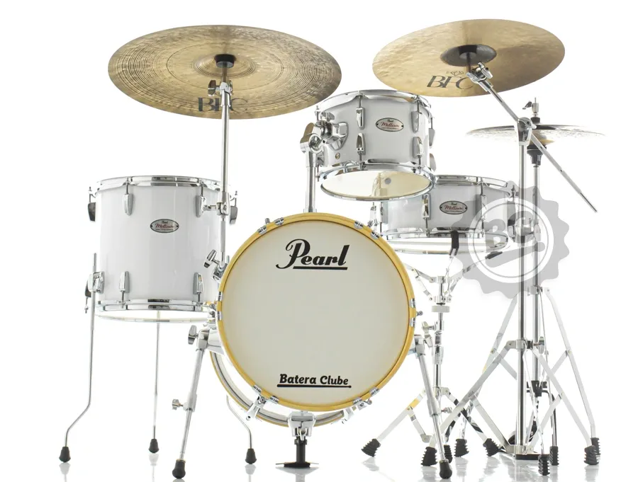 Bateria Pearl Midtown Full Pure White Compacta com Bumbo 16",10",13", caixa e Kit de Ferragens
