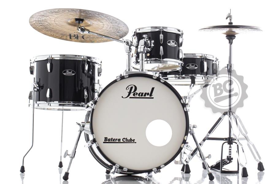 Bateria Pearl Roadshow Bop Jet Black Bumbo 18" com Ferragens TAPETE e CAMISETA GRÁTIS