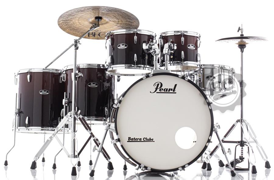 Bateria Pearl Roadshow Garnet Fade 22",10",12",14",16" com ferragens TAPETE e CAMISETA GRÁTIS