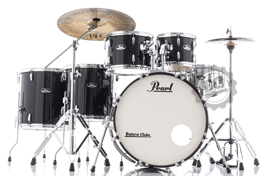Bateria Pearl Roadshow Jet Black 22",10",12",14",16" com ferragens TAPETE e CAMISETA GRÁTIS