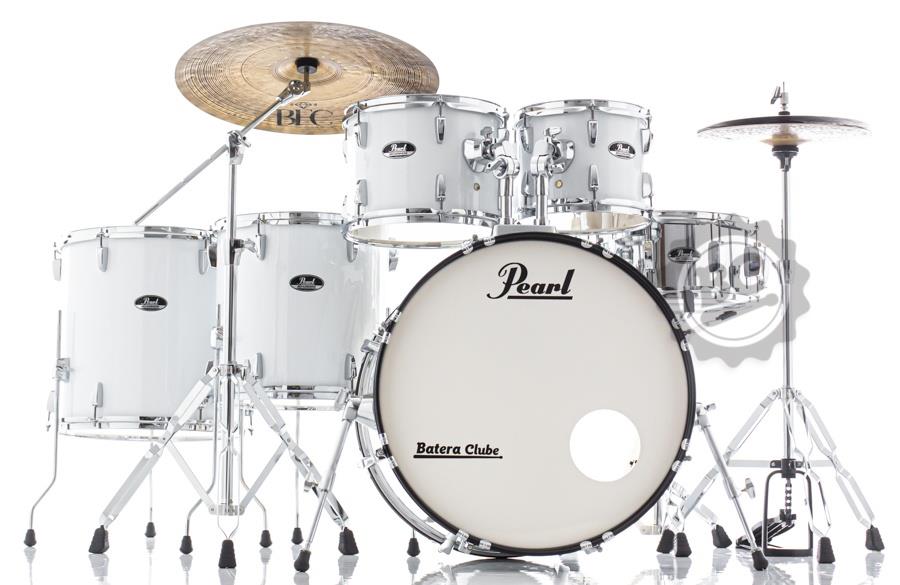 Bateria Pearl Roadshow Pure White 22",10",12",14",16" com ferragens TAPETE e CAMISETA GRÁTIS