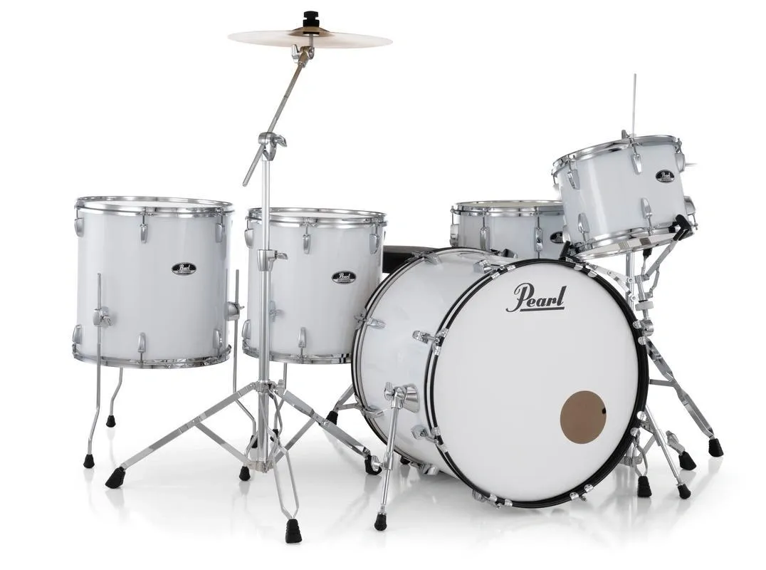 Bateria Pearl Roadshow Rock Pure White 22", 1 tom e 2 surdos com Ferragens TAPETE e CAMISETA GRÁTIS
