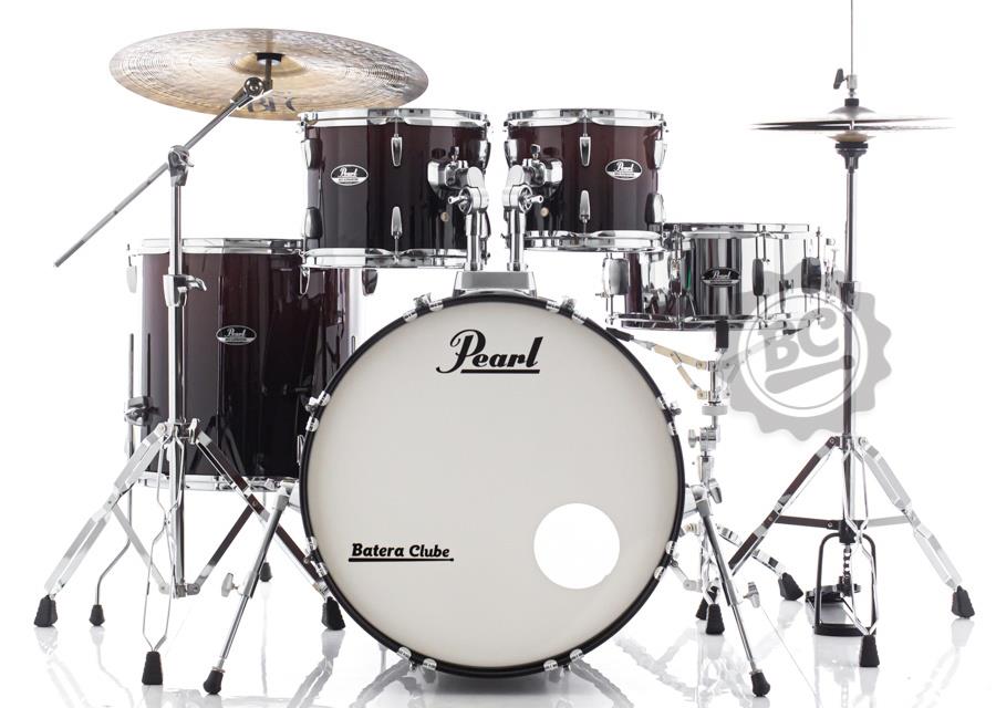Bateria Pearl Roadshow Garnet Fade 20",10",12",14" com ferragens TAPETE e CAMISETA GRÁTIS