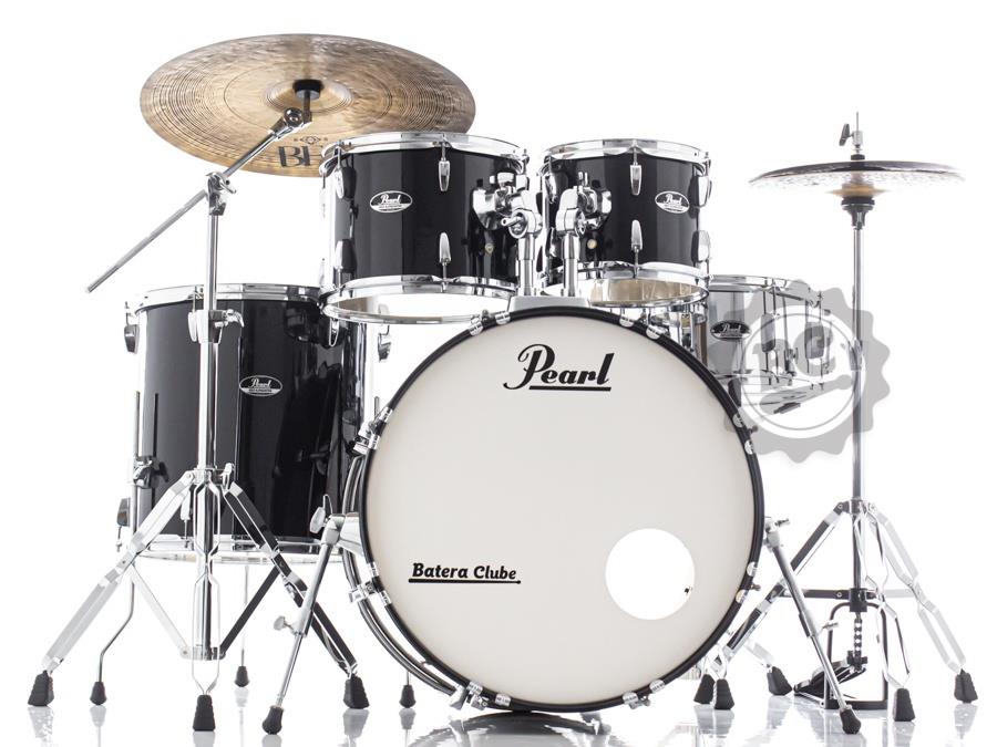 Bateria Pearl Roadshow Jet Black 22",10",12",16" com ferragens TAPETE e CAMISETA GRÁTIS