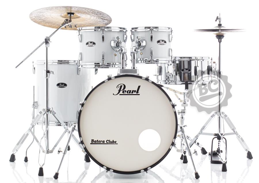 Bateria Pearl Roadshow Pure White 20",10",12",14" com ferragens TAPETE e CAMISETA GRÁTIS